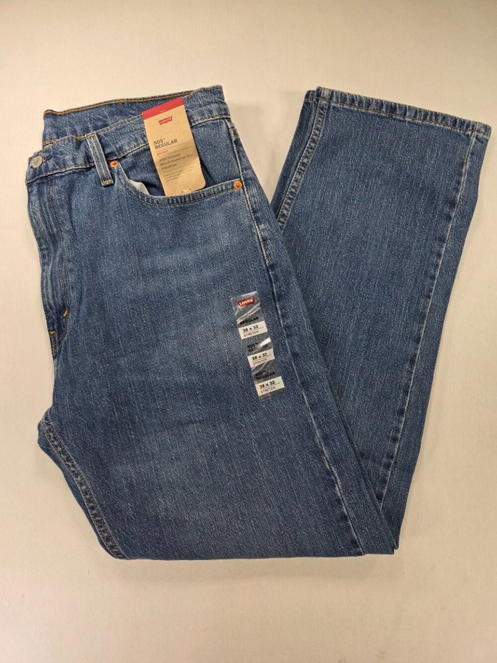 Levi's 505 Jeans Mens 38 x 32 Straight Leg Regular Fit Denim Pants NWT